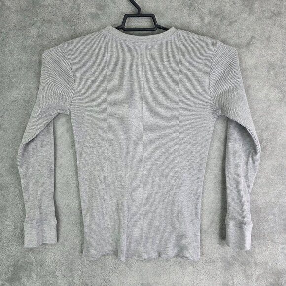 Womens Gray Intriguing Threads Waffle Knit Thermal Shirt Crew Neck Long Sleeve S - Picture 6 of 9